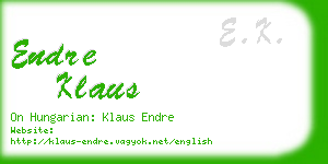 endre klaus business card